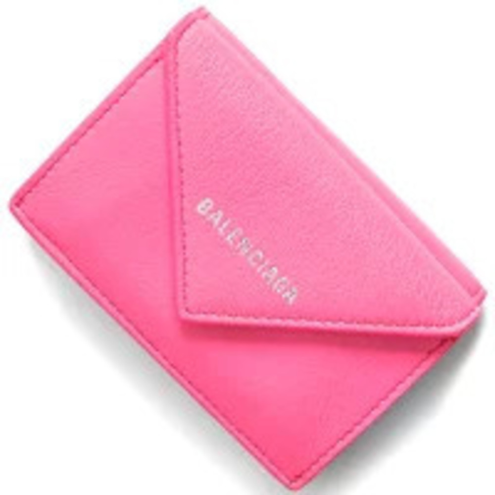Balenciaga Tri fold Wallet Paper Acid Fuchsia Pink